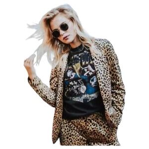 Scotch & Soda Velvet Leopard Cheetah Animal Print Blazer Suit Jacket Size XS